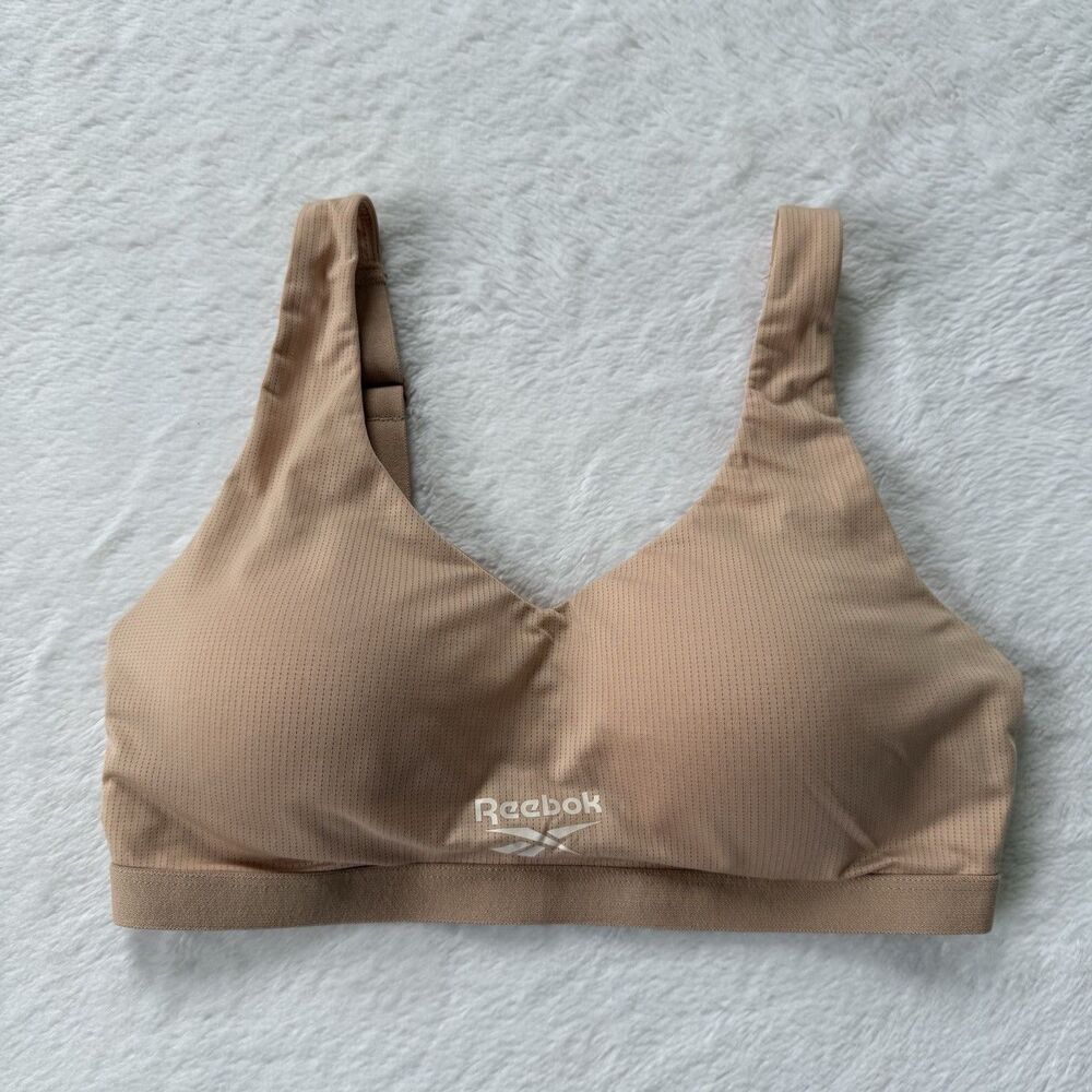 Reebok Sports Bra Light Support Adjustable Size Small Nude Beige